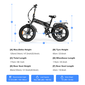 EMOKO EC20 7 Speed Foldable 20 Inch <b>Fat</b> Tire Electric Bicycle With Dual Suspension Hydraulic Removable Battery <b>Ebike</b> - Product Image 5