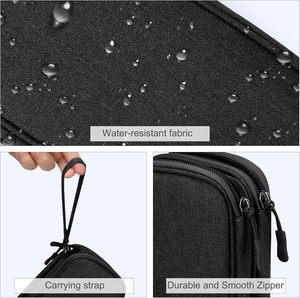 Pochette de <span class=keywords><strong>voyage</strong></span>, étui de transport portable, imperméable, double couche, sac de rangement <span class=keywords><strong>tout</strong></span>-en-un pour cordon, chargeur, téléphone, écouteurs, noir - Product Image 4
