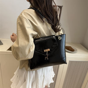 Tas bahu PU lembut kapasitas besar, tas bahu PU warna polos sederhana, tas kasual serbaguna, tas Tote wajah lembut, kapasitas besar - Product Image 4