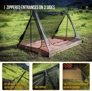 Tienda de campaña con pantalla de malla para 2 personas, refugio de pantalla de 3 aberturas con <span class=keywords><strong>suelo</strong></span> de bañera impermeable para acampar al aire libre - Product Image 5