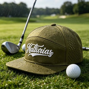 Gorra de Corduroy con Visera Plana al por Mayor, Verde Oliva, Cordón Dorado, Parche Circular Retro Personalizado, Logotipo Bordado, Transpirable e Impermeable - Product Image 1