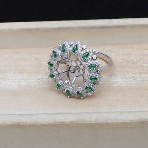 Support de bague ouvert en argent S925, accessoires DIY faits main avec plume amovible, support de perle 12-13 mm JG5329, fournitures de perlage - Product Image 4