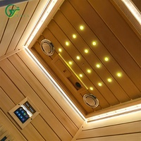 Sauna extérieur en bois massif de conception moderne pour 2 personnes, mini cube avec fonction infrarouge lointain