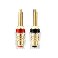 JIALUN 2 pièces Bornes de connexion pour haut-parleur DIY, bornes de liaison pour amplificateur HIFI, en cuivre pur plaqué or, prise banane, boîtier de jonction