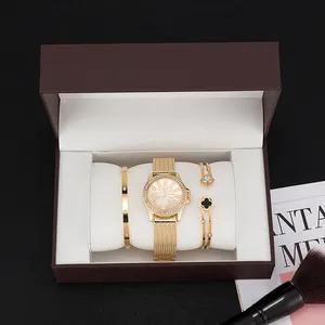 新しいファッションアマゾンのトップセラーファッション高級女の子ジュエリー時計ネックレスブレスレットギフト時計セット女性2024 reloj