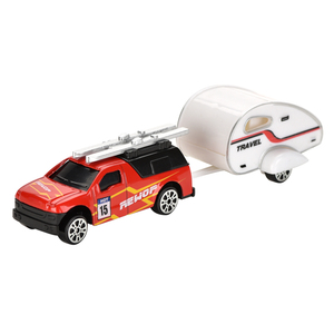 Voiture de tourisme à <span class=keywords><strong>remorque</strong></span> en alliage de simulation pour enfants, voiture de voyage coulissante, jouet de voiture en alliage avec outils de circulation, véhicules jouets en métal moulé sous pression pour enfants - Product Image 4