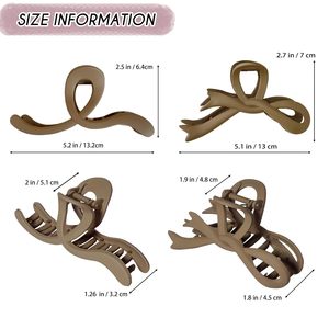 Pinzas de Pelo Grandes con Diseño de Lazo en Spray Mate, Estilo Maillard, Pinzas de Pelo de Plástico con Forma de Mariposa para Mujer - Product Image 3