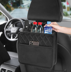 Universelle Leder-Auto-Rücksitz-Aufbewahrungstasche mit Mehrfachfächern, Organizer und Mülleimer zum Aufhängen im Auto - Product Image 2