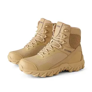 2024 new High top wear-resistant tactical boots men's sand color training mountaineering Martin boots