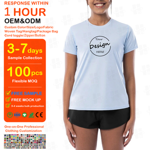 เสื้อยืดผู้หญิงคุณภาพสูงขายส่ง แบบสั่งทำ แขนสั้น สไตล์ลำลอง พิมพ์ลาย ท็อปผ้าเจอร์ซีย์ สีพื้น ทรงปกติ ผ้าฝ้าย 100% - Product Image 1
