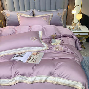 Linge <span class=keywords><strong>de</strong></span> lit en tissu Double antenne, 4 pièces, soie glacée, style européen, housse <span class=keywords><strong>de</strong></span> couette pour sommeil nu, 100 - Product Image 2