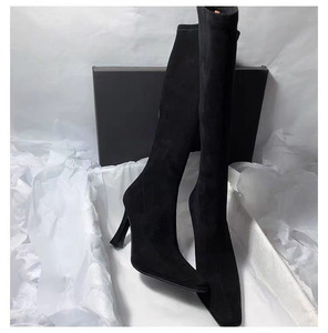Bottes Chelsea Western en Daim à Bout Pointu et Talon Haut Fin, Imprimé Léopard, Élastiques, Montantes jusqu'au Genou, Collection Automne 2026 pour Femme - Product Image 2