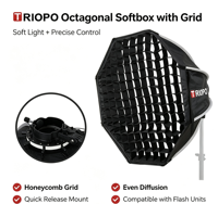 Parapluie octogonal portable en nylon pour flash Speedlite // Kx55/Kx65/Kx90/Kx120 - Kit d'éclairage photo pour extérieur et studio
