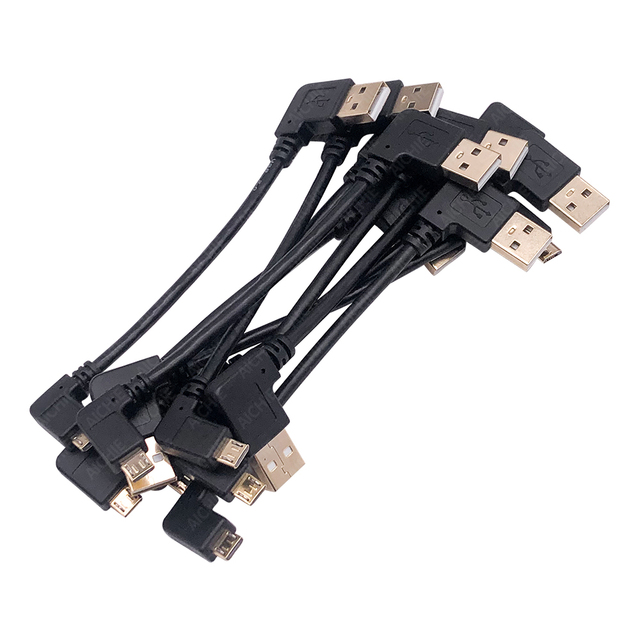 USB Cable Right Angle Short USB to Micro USB Adapter Cable 90 Degree Gold Plated,