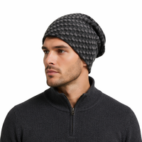 Bonnet en tricot doux et chaud à motif pied-de-poule, doublé polaire, idéal pour l'hiver, pour homme, personnalisable avec logo, pour temps froid