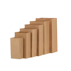 Food Grade Kraft Food Paper Bag Grocery Sandwich Takeaway Fast Food Packaging Bags For Lunch Recycled Brown Color Recyclable