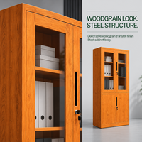 Armoire de classement en acier à grain de bois, verrouillable, pour bureau, meuble de rangement, armoire d'archives, fournisseur OEM ODM en gros