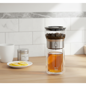 Tazza da Tè in Vetro a Doppia Parete Portatile <span class=keywords><strong>con</strong></span> Infusore e <span class=keywords><strong>Coperchio</strong></span> 270ml Resistente al Calore per Viaggio Ufficio Esterno - Product Image 1