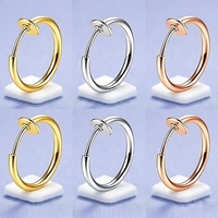 Boucles d'oreilles créoles en cuivre sans perçage, fausses boucles d'oreilles non percées pour femmes et hommes, créoles factices multi-tailles de 11 mm à 60 mm