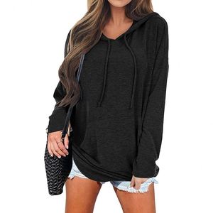 Autunno 2024 donna abbigliamento sportivo Casual con cappuccio tinta unita felpa felpa con cappuccio da donna - Product Image 2