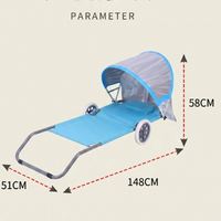 Chaise pliante d'extérieur pour plage et camping avec auvent et roues, convertible en chariot roulant portable et inclinable pour voyage et plage