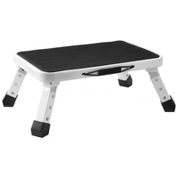 Échelle pliante en acier à 1 marche, tabouret portable pour tout-petits, 3 hauteurs réglables, capacité de charge de 150 kg, antirouille, intérieur/extérieur
