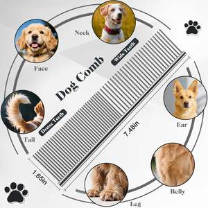 Peigne démêlant professionnel pour chien, brosse à picots extra longue pour <span class=keywords><strong>Golden</strong></span> Doodles, Poodles, outil de toilettage anti-emmêlement pour poils épais - Product Image 6