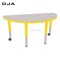 Table d'étude ronde réglable en plastique moderne pour salle de classe, mobilier scolaire Montessori demi-rond pour activités d'élèves et gymnase