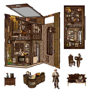 Modèle 3D en bois à assembler pour adolescents, support de livre DIY, café tranquille, 230x180x110mm, jouet artisanal - Product Image 2