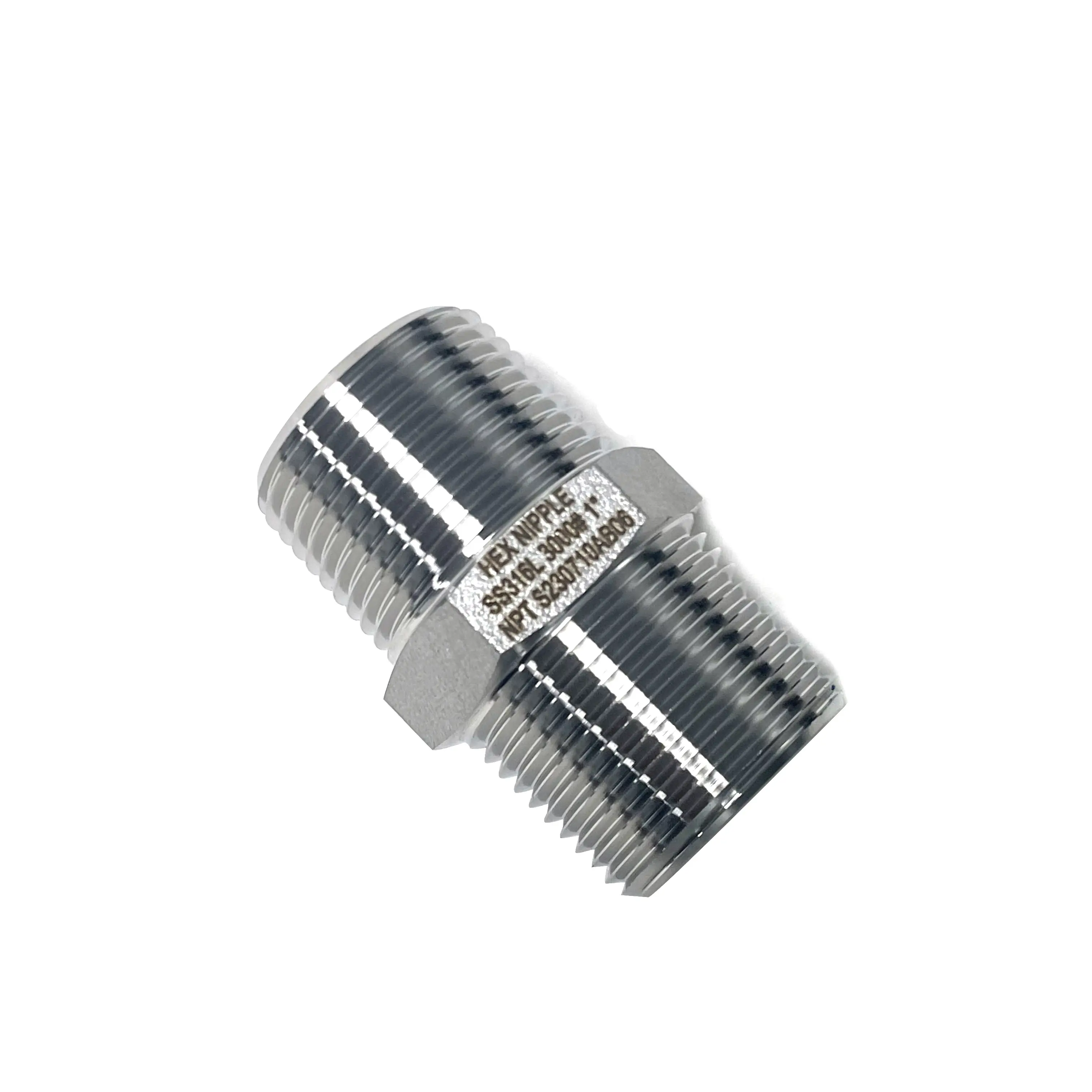 Hydraulic Stainless Steel 316L 3000LBS 1"x1" BSPT BSPP SAE NPT Male Thread Hex Nipple for pipe fitting