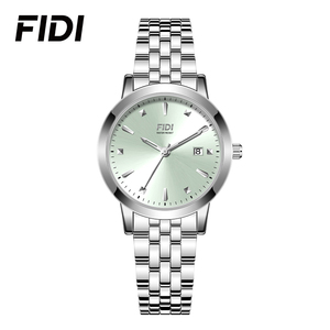 นาฬิกาควอทซ์สแตนเลสทรงกลมหรูหราสำหรับผู้หญิงสไตล์เรียบง่ายตัวเรือนโลหะผสมทน3ATM รูปมงกุฎและสายรัดขายดี - Product Image 3