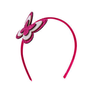 Fascia per capelli con farfalle glitterate fucsia/bianche - Product Image 1