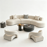 Ensemble de canapés modulaires en cuir courbé, canapé sectionnel moderne brun en arc pour hall d'accueil, salon de beauté, salon