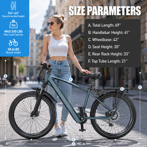 Vélo électrique de ville 26 pouces pour adultes, cadre en acier au carbone, batterie au lithium amovible 15 Ah, autonomie de 65 km, pour adultes et femmes - Product Image 6