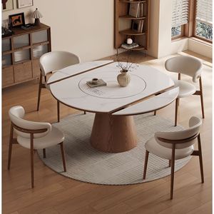 Smart Stone-Resin Modern Minimalist <b>Dining</b> <b>Table</b> Home Restaurant Use Induction Cooktop Dishes Warm Automatic Rotating Turntable - Product Image 4