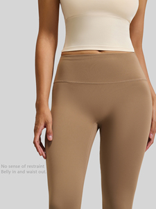 Leggings de yoga de cintura alta <span class=keywords><strong>con</strong></span> logo personalizado, de secado rápido, efecto levanta glúteos, pantalones ajustados de pierna <span class=keywords><strong>ancha</strong></span> acampanados para mujer, para gimnasio, deportes, fitness, OEM - Product Image 3
