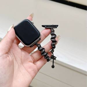 Brazalete de metal de lujo con diseño de ondas para Apple Watch de 18 mm, correa de acero inoxidable, banda telescópica de cadena a la moda. - Product Image 2