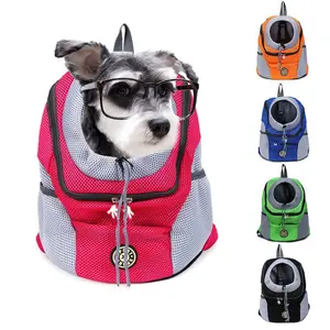 Orange Breathable mesh 5 colors pet dog carriers front carry dogs cats two shoulder backpack wholesale