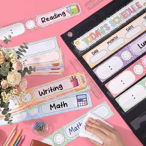 Daily Schedule Pocket Chart 31 Reusable Cards 14 Pockets Time Management Classroom <b>Decor</b> Back To School Vertical - Product Image 5