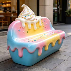 Escultura de Helado F060 de FRP, Estatua con Forma de Gelato, Decoración de Exterior con Chispas de Caramelo, Silla para <span class=keywords><strong>Centro</strong></span> Comercial o Cafetería - Product Image 6
