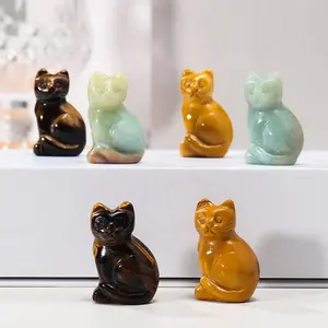 wholesale 3CM healing stone sitting cat crystal carving cute cat for decoration