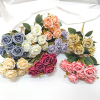 Bouquets de roses artificielles en soie pour décoration de mariage Bouquet de roses à 7 têtes Fleurs florales pour décoration de mariage