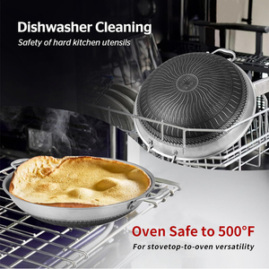 <span class=keywords><strong>Wok</strong></span> Grande Antiadherente de Acero Inoxidable 316 de Triple Capa con Diseño de Panal de Abeja de Doble Cara para Inducción - Product Image 4