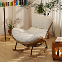 Fauteuil inclinable confortable et moderne en bambou tressé, avec dossier solide et rembourrage en éponge, pour salon