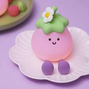 Cute Eggplant Silicone Night <b>Light</b> LED USB Rechargeable Kids Bedroom Lamp Soft Warm <b>Light</b> Dimmable Nursery Lamp with <b>Timer</b> - Product Image 4