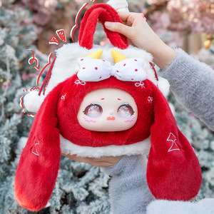 Samari <b>Plush</b> Tote Bag <b>Large</b> Red Bunny Design For Youth Unisex Toy Purse - Product Image 1