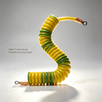 Câble de mise à la terre jaune-vert, câble spiralé haute élasticité, conception flexible en spirale, cordon d'alimentation industriel