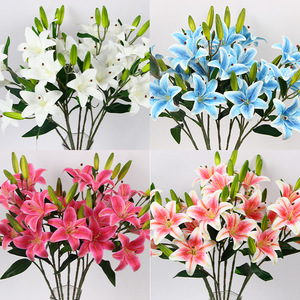 Fleurs de lys artificielles 3D en soie, imperméables, pour décoration de mariage, décoration de la maison, accessoires de photographie - Product Image 1