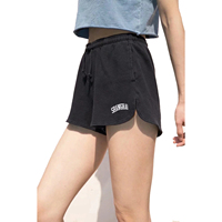 Shorts larges en tissu gaufré pour femmes, style streetwear, avec taille élastique, broderie de lettres personnalisée, cordon de serrage et dentelle