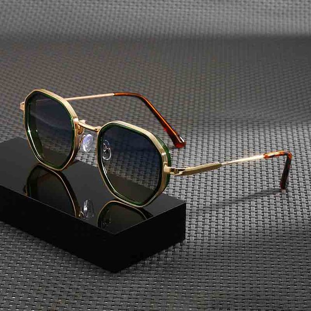 New Steampunk Metal Polygonal Trend Sunglasses UV400 Lenses Full Frame Outdoor Use European American Style for Men and Women